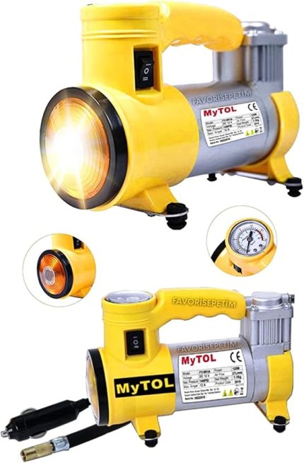 Araba Oto Araç Lastik Şişirme Pompası Metal Gövde Kompresör