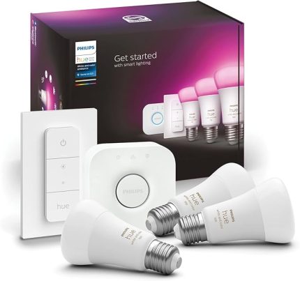 HueWCA 9-75W Renkli Akıllı Başlangıç Seti 3'lü Kumandalı E27 Bluetooth Özellikli