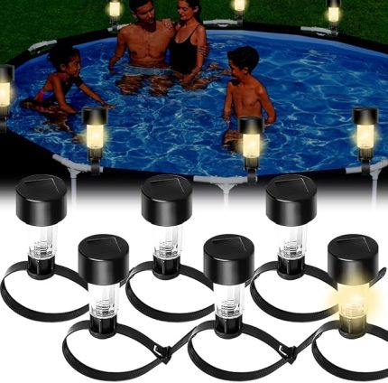 Solar havuz aydınlatması, 6 adet LED gölet aydınlatması, dış mekan, havuz, bahçe, merdiven, çit, avlu, teras için güneş enerjili havuz ışığı, sıcak ışık