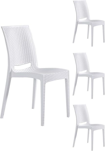 4 Adet Rattan Beyaz Sandalye/Balkon-Bahçe-Teras