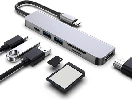 Pro Huawei Dell ile Uyumlu Type C to 4K HDMI + USB 3.0 + SD/tf + PD + Type-C, Taşınabilir 7in1 Adaptör