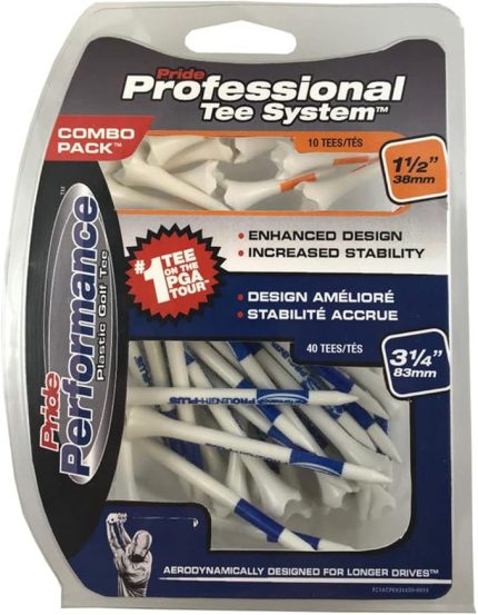 Golf Tee Co. – Golftees aus Kunststoff, Inhalt: 40 x Tees 3,25 Zoll (83 mm), 10 x Tees 1,5 Zoll (38 mm), Gesamtinhalt: 50 Stück, CPEV31450