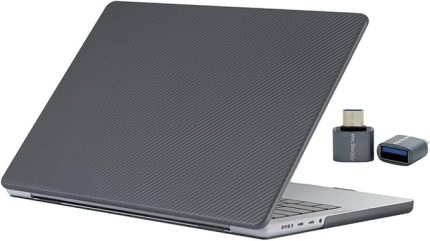 MacBook Pro Kılıf 14.2 İnç Uyumlu M5-M4-M3-M2-M1 Karbon Fiber Sert Kapak TPU İnce Hafif Darbe Çizik Koruyucu Siyah