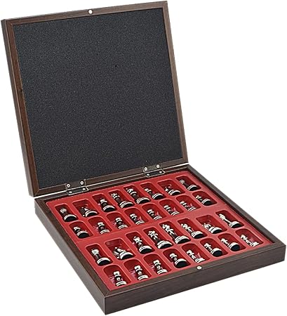 Orta Boy Metal Roma Satranç Takımı Antik ve Ceviz Desenli Sandıklı MDF Tahtası (36x36x6 cm.) - Görsel 5