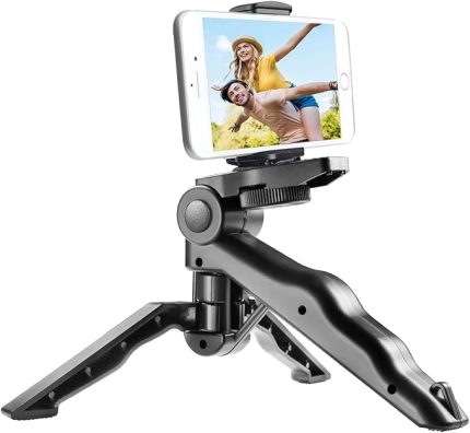Tripod Modern Tasarım 3 Ayak Mini Kamera ve Telefon Tripodu + Döner Başlık Telefon Tutucu Hafif Taşınabilir K555