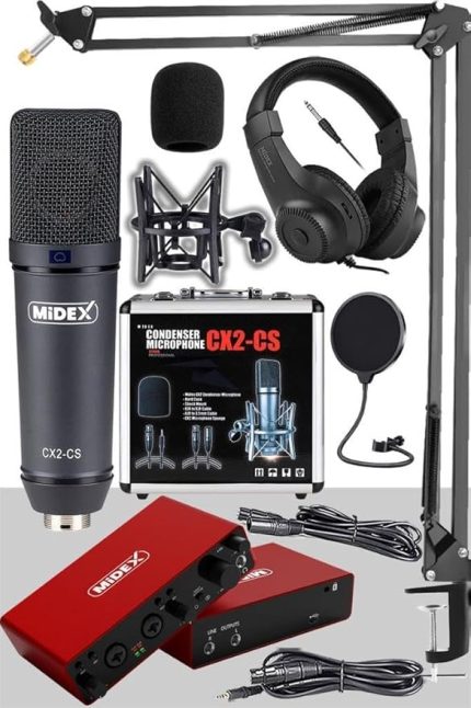 Stüdyo Ekipmanları Exclusive Paket-4 CX2 Mikrofon GLX-800 Ses Kartı Stüdyo Kayıt Seti