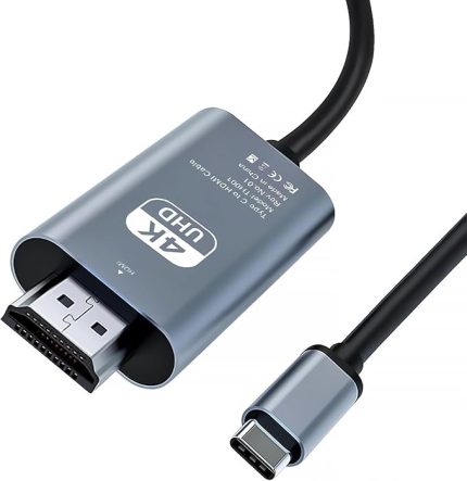 HDMI Çevirici USB-C HDMI 4K 30Hz 200cm Adaptör USB C H-DMI Uyumlu Thunderbolt Type-C to 2 Metre Kablo Uzunluğu ZR853