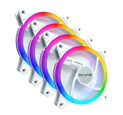 SET 12cm RGB Renk Değiştiren 120mm Fan Molex LED Bilgisayar Kasa Fanı Revenge Kasa Uyumlu (Beyaz)
