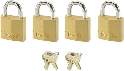 LOCK Küçük Asma Kilit Seti [Anahtar] [4'lü Paket] [Aile Paketi] [Eşzamanlı Kilitleme] 120EURQNOP - Sırt çantaları, bavullar, bilgisayar çantaları ve daha fazlası için harika