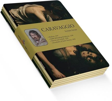 Scream Series - A5, Caravaggio 4'lü Defter Seti II, Çizgisiz, Toplam 256 Sayfa, Her biri 64 Sayfa, Tel Dikiş, Esnek Kapak, Oval Kenar, Tuval Doku, 60 gram, Sarı Krem Renk