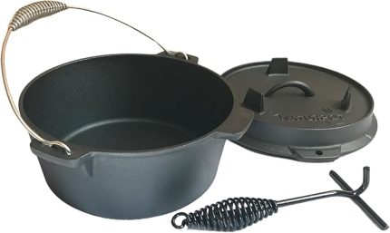 Döküm Tencere 10 Inch Dutch Oven Demir Döküm Kamp Tenceresi 25 cm