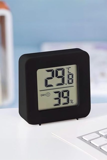 Sıcaklık Nem Ölçer LCD Ekranlı Oda Termometre Duvara Takılabilen Masaüstü Isı Göstergesi Siyah