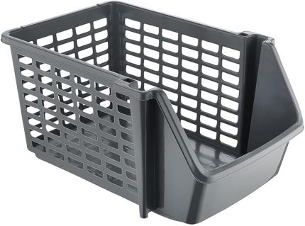 5 Adet Çok Amaçlı Katlı Geçmeli Organizer, Pratik Dolap İçi Lavabo Altı Evye-Tezgah Üstü Buzdolabı Mutfak Banyo Çamaşır Makinesi Ev Düzenleyici Plastik Sepet (5 Adet - Antrasit)