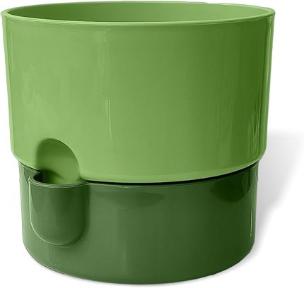 Dora Saksı Tabaklı Çiçek Kaktüs Saksısı Parlak Plastik Saksı (Yeşil, 2 Litre)