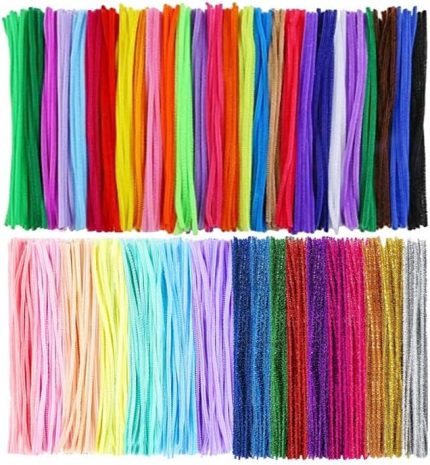 Pastel Metalik ve Ana Renkler 30 cm 150 li 1 Paket Renkli Tüylü Tel Peluş Tel 30 cm Elişi Okul Projeleri Süsleme