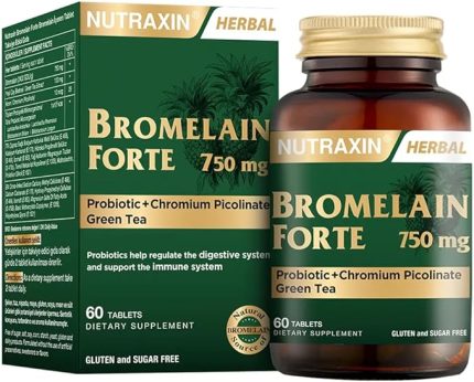 Bromelain Forte 60 Tablet - Bromelain Krom Probiyotik750 Mg