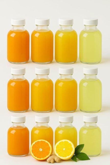 Adet Cam 50 ml Mini Shot Ginger Detox Şişe Plastik Sızdırmaz Kapaklı Kolonya Koku Süs Küçük Şişe