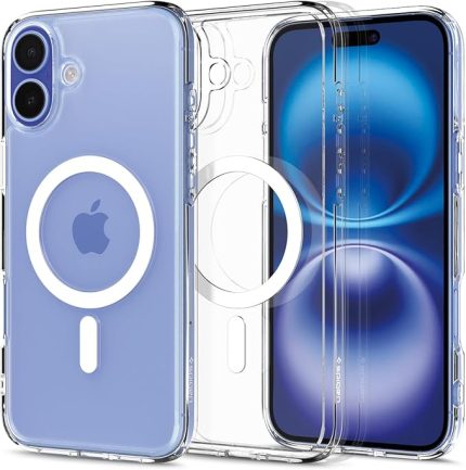 iPhone 16 Plus ile Uyumlu MagSafe Kılıf Ultra Hybrid Mag Fit Sararmaya Dayanıklı Beyaz Şeffaf Kapak - ACS08075 (Spigen TR Garantili)