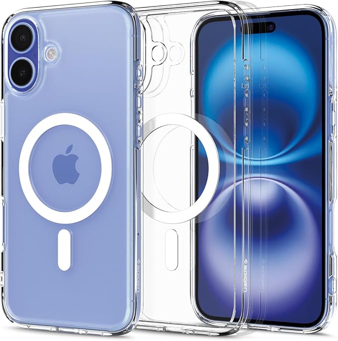iPhone 16 Plus ile Uyumlu MagSafe Kılıf Ultra Hybrid Mag Fit Sararmaya Dayanıklı Beyaz Şeffaf Kapak - ACS08075 (Spigen TR Garantili)