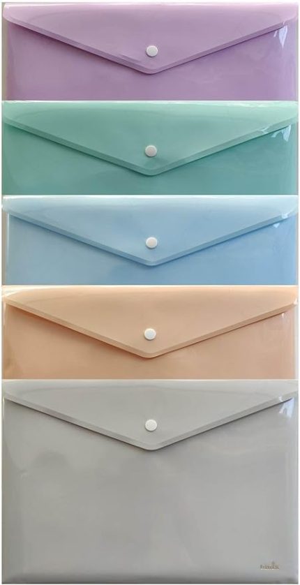 Çıtçıtlı Zarf Dosya 5 Renk Pastel Renkler