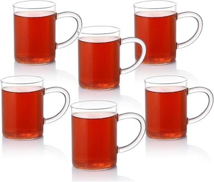 Çay Bardağı 6'lı | Isıya Dayanaklı Borosilikat Kulplu Cam Bardak