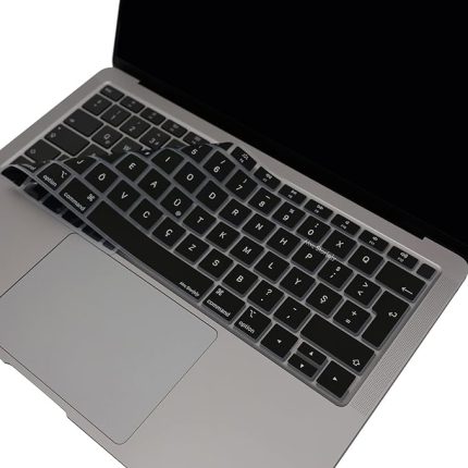 Laptop Macbook Air M1 Klavye Kılıfı F-Türkçe DaktiloTip A1932 A2179 A2337 ile UyumluSiyah