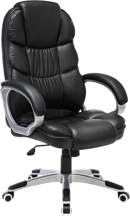 Yüksek Arkalıklı Ofis Koltuğu, Yönetici Koltuğu, Masa Koltuğu, Yükseklik Ayarı, Siyah, 67 X 66 X 114 Cm Obg24B