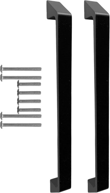 Mutfak ve Banyo Dolabı Kapakları ve Çekmeceler için Metal Kulp Paslanmaz Alüminyum Mobilya Dolap Kulbu 192mm Mat Siyah 2 Adet