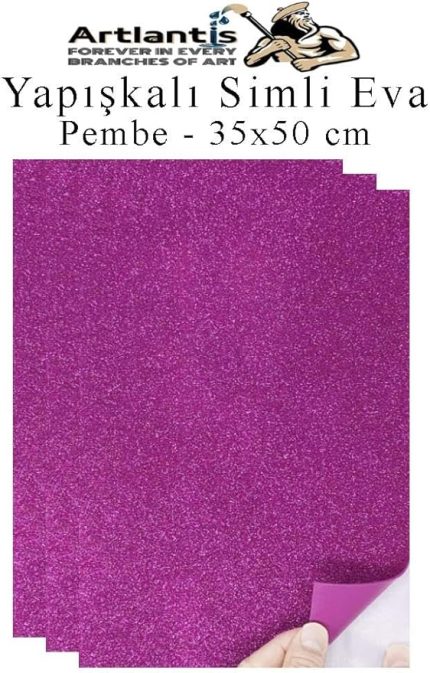 Yapışkanlı Simli Eva 35x50 cm 3 Adet Simli Yapışkanlı Eva Süngeri Okul Kreş Anasınıfı Elişi Etkinlikleri Hobi