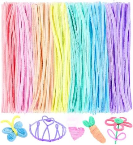 Pastel Renkler 30 cm 25 li 1 Paket Pastel Renkli Tüylü Tel Peluş Tel 30 cm Elişi Okul Projeleri Süsleme
