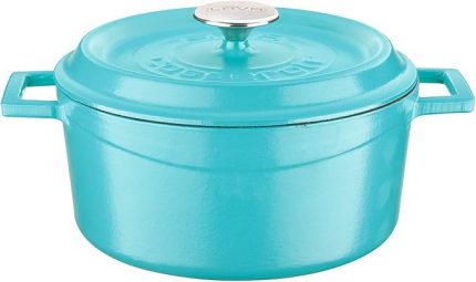 Metal Spring Serisi - Döküm Tencere, Yuvarlak, 24 cm, Mat Emaye, Parlak Siyah Taban, Kırmızı