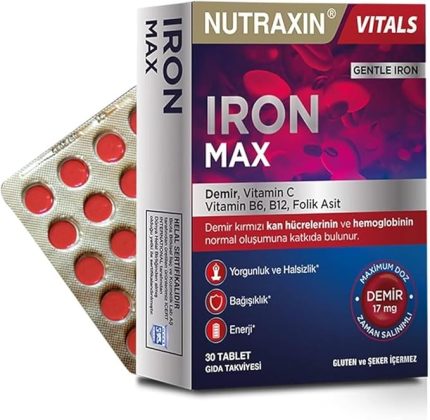 Iron Max 17 Mg 30 Tablet - Demir, C Vitamini, B6 Vitamini, Folik Asit, B12