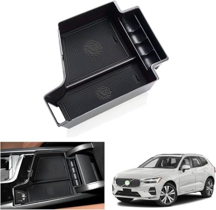 Volvo XC60 XC90 V60 S60 V90 S90 2017-2024 2025 Saklama Kutusu Orta Konsol, Volvo XC60 2023 Kolçaklar Eldiven Kutusu Organizatörü, Volvo XC60 Aksesuarları (siyah)