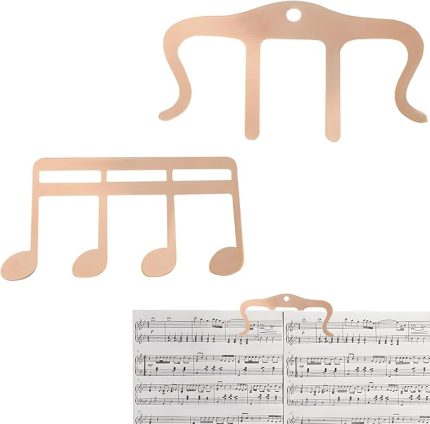 Notalar klasörü, piyano defteri, nota yaprakları, metal, M şeklinde, kitap, atıştırmalık çantası, klavye, piyano, gitar, nota aksesuarı için sayfa işaretleme tutucu, 2 adet