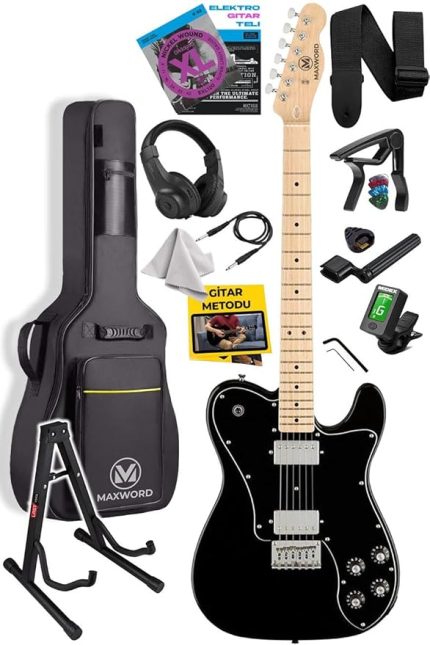 TLX-60BK-ST Telecaster Maple Klavye HH Profesyonel Elektro Gitar
