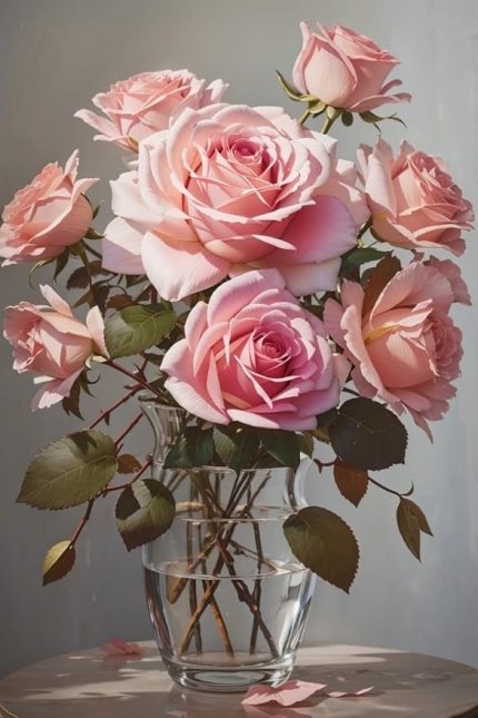 Baskılı Sayılarla Boyama Hobi Seti 40x50 cm: Vazodaki Güller