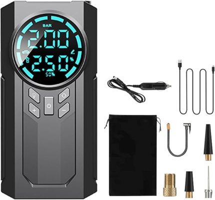Şişirme Taşınabilir Hava Kompresörü, 6000mAh Kablosuz Lastik Hava Pompası, Araba, Motosiklet, Bisiklet, Top için Işıklı 110 PSI Elektrikli Lastik Pompası