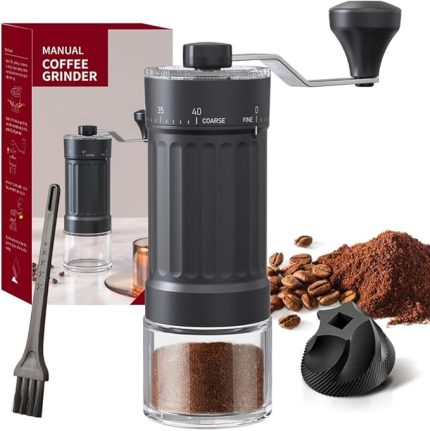 öğütücülü manuel kahve değirmeni, katlanabilir saplı ve ayarlanabilir öğütme dereceli kahve değirmeni, paslanmaz çelik, espresso ve Fransız presi için seramik değirmen