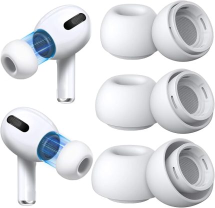AirPods Pro & AirPods Pro 2. Nesil için 3 Çift Yedek Kulak Uçları, Gürültü Azaltma Delikli Silikon Kulak Ucu Ağrısı Yok, Kaymaz Yumuşak Kulak Uçları Airpods Pro/Pro 2 ile Uyumlu (Boyutlar