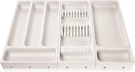 Flexispace 899430 Mutfak Gereçleri İçin Çekmece Düzenleyici, Plastik, Beyaz, 37 x 22 x 4,5 cm - Görsel 4