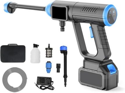 Elde Taşınabilir Basınçlı Yıkama Makinesi Taşınabilir Güçlü Temizleyici 50bar/725PSI 350W Akülü Elektrikli Yıkayıcı 1 Paket 1500mAh*10 Pil Fırçasız Motor 6in1 Enjeksiyon 10m Tüp Alet