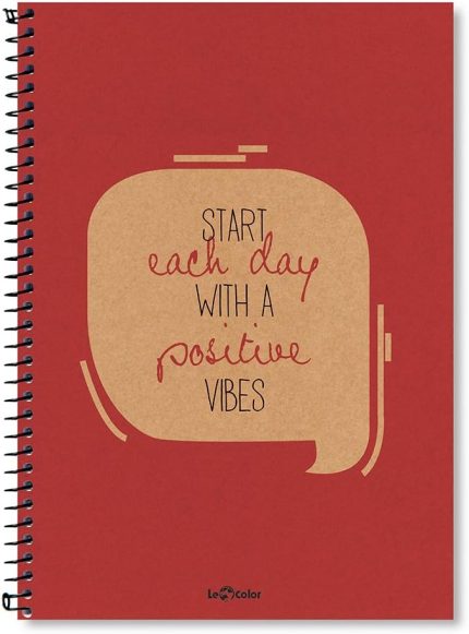 Color 2015075/3 Eco Kraft Sert Kapaklı, Spiralli, Sarı Kağıtlı, 200 Sayfa, Kırmızı