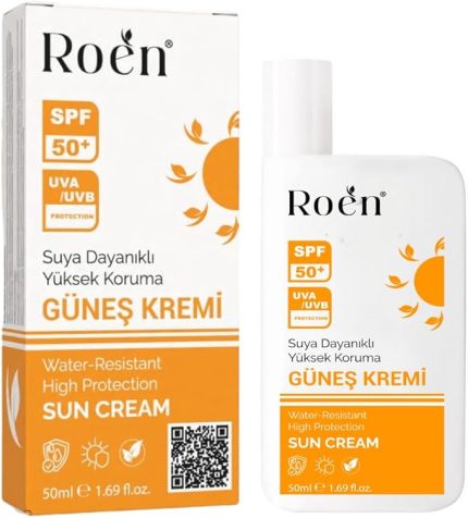 SPF 50+ Suya Dayanıklı Güneş Kremi, UVA/UVB Koruma, Nemlendirici Etkili, 50ml