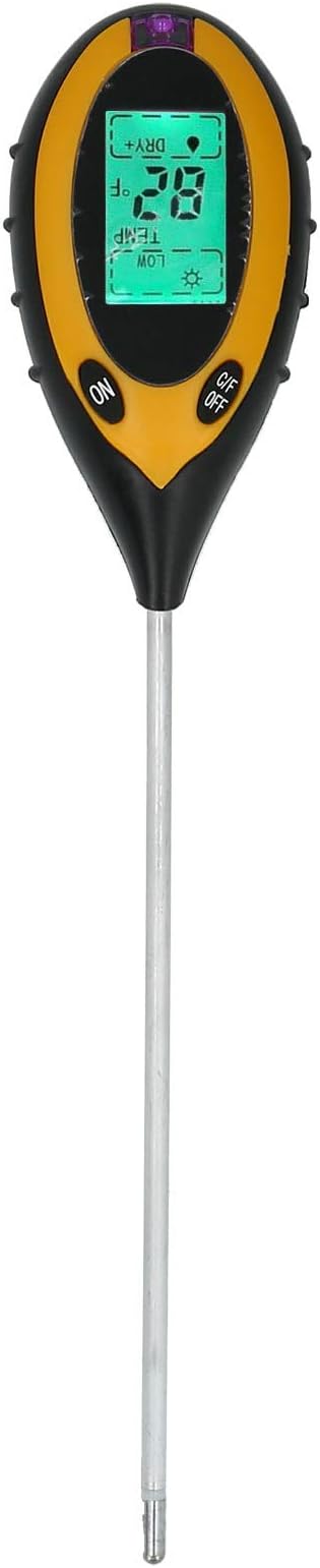 Toprak Test Kiti 4'ü 1 Arada Toprak Test Cihazı Dijital Nem Işığı ve Metre, Kapalı/Dış Mekan Bitkileri Bakımı Toprak Sensörü