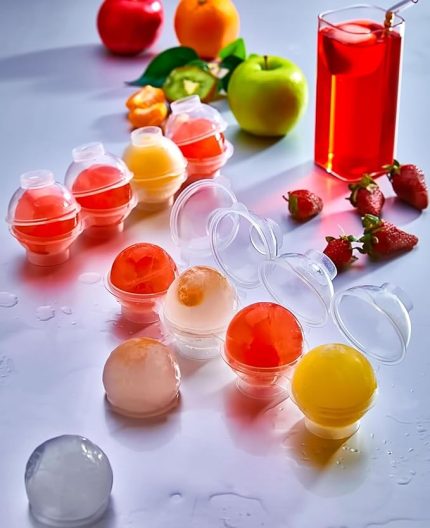 Kalıbı Kabı Top Şeklinde Buz Yapma Dondurucu Kalıbı Buzluk Küre 4'lü Şekil Kolay Kullanım