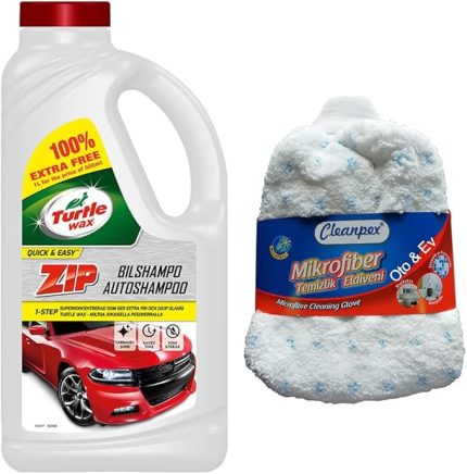 Wax Zip Wax Cilalı Oto Yıkama Şampuanı 60 Yıkama 1 L, Yıkama Eldiveni