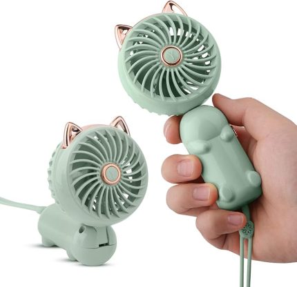 Taşınabilir el vantilatörü, şarj edilebilir pil ve 3 kademeli mini USB fan, sevimli kişisel küçük elektrikli fan, kızlar/kadınlar/çocuklar için dış mekan seyahatleri, ofis/masaüstü/masa/yatak odası