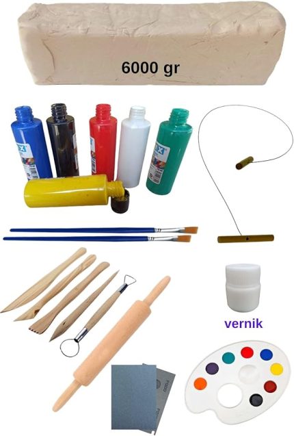 Doğal Seramik Hamuru 6000 Gr Seramik Hamuru Seti Ebeşuar Palet FırçaVernik.. (kil Çamuru Başlangıç Seti)