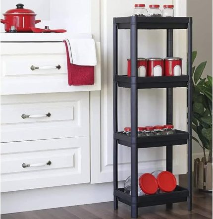 Siyah Shelf Unit Banyo Rafı Mutfak Rafı Balkon Rafı Organizer Raf Dolap