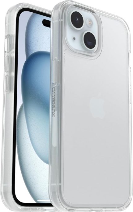iPhone 16e, 15, 14, 13 için OtterBox Symmetry Clear Kılıf, Düşmeye Dayanıklı Koruyucu Kılıf, Askeri Standartlara Göre 3X Test Edilmiştir, Şeffaf